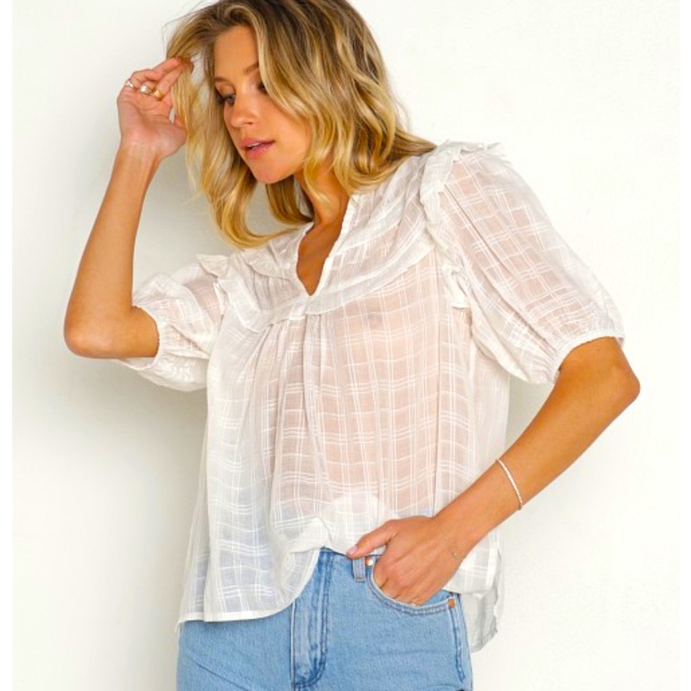 Cleobella Lyah Blouse White 100% Organic Cotton EUC Size Medium